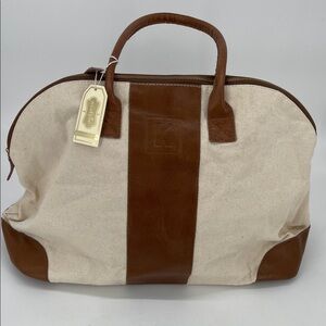 Mud Pie Miller Duffle Weekender Travel Bag Initial “K” NWT